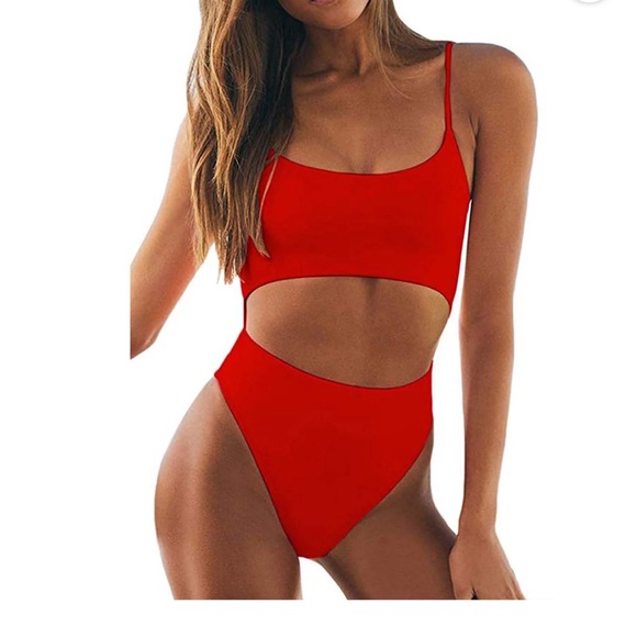 Other - Red Cutout One-Piece Swimsuit